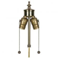  80/1764 - Medium Base 2-Light Pull Chain Cluster With Solid Brass Socket; Antique Brass Finish; 84" SPT-1