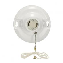  90/2468 - 4 Terminal White Phenolic GU24 On-Off Pull Chain Ceiling Receptacle; Screw Terminals; 4-1/2"