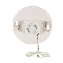  90/2581 - 4 Terminal White Phenolic GU24 On-Off Pull Chain Ceiling Receptacle; Screw Terminals; 4-3/8"