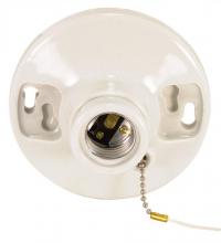  90/443 - 2 Terminal Glazed Porcelain On-Off Pull Chain Ceiling Receptacle; Screw Terminals; 4-3/8"
