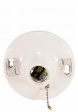  90/481 - 4 Terminal White Phenolic On-Off Pull Chain Ceiling Receptacle; Screw Terminals; 4-1/2"