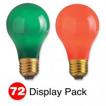  S6096 - Display Pack 72 Total Lamps; A19 25 Watt Incandescent; Medium Base; 36 Red; 36 Green; 1000 Average