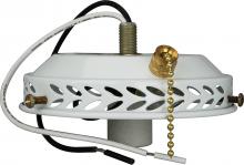  SF77/461 - 4" Wired Fan Light Holder With On-Off Pull Chain And Intermediate Socket; White Finish