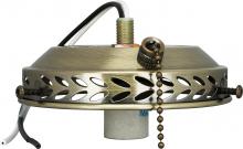  SF77/466 - 4" Wired Fan Light Holder With On-Off Pull Chain And Candelabra Socket; Antique Brass Finish