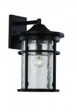  40381 BK - Avalon Crackled Glass, Armed Outdoor Wall Lantern Light