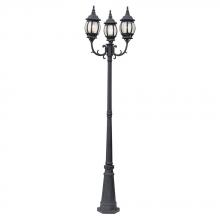  4090 BK - Parkway 91.5-In. 3-Light, 3-Lantern Heads Complete Outdoor Pole Light Set