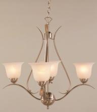  9280 BN - Aspen Collection 1-Tier Chandelier with Glass Bell Shades and Metal Branch Arms