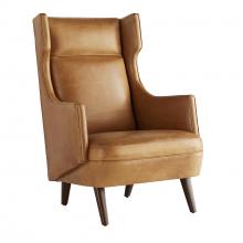  8091 - Budelli Wing Chair Cognac Leather Dark Walnut
