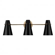  2122-BA3 MBS-BLK - Reeva 3 Light Bath Vanity in Modern Brass with Matte Black Shade