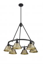  3306-6 BLK-AB - Orwell BLK 6 Light Chandelier in Matte Black with Aged Brass shades