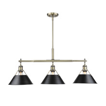  3306-LP AB-BLK - Orwell AB 3 Light Linear Pendant in Aged Brass with Matte Black shades