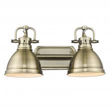  3602-BA2 AB-AB - Duncan 2 Light Bath Vanity in Aged Brass with Aged Brass Shades