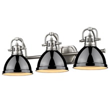  3602-BA3 PW-BK - Duncan 3 Light Bath Vanity in Pewter with a Black Shade