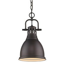  3602-S RBZ-RBZ - Duncan Small Pendant with Chain in Rubbed Bronze with a Rubbed Bronze Shade