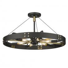  3866-MSF NB-AB - Vaughn Medium Semi-Flush in Natural Black with Aged Brass Accents