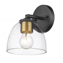  6958-1W BLK-BCB-CLR - Roxie 1 Light Wall Sconce in Matte Black with Brushed Champagne Bronze and Clear Glass Shade