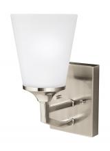  4124501-962 - Hanford traditional 1-light indoor dimmable bath vanity wall sconce in brushed nickel silver finish