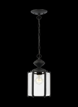  6008-12 - Classico traditional 1-light outdoor exterior semi-flush convertible ceiling pendant in black finish