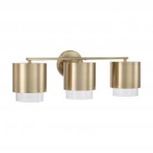  153031MA-549 - 3-Light Cylindrical Metal Vanity in Matte Brass with Seeded Glass