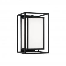  953111BK - 1-Light Outdoor Modern Square Rectangle Wall Lantern in Black with Soft White Glass