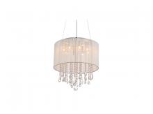  HF1501-WHT - Beverly Dr. Collection Round White Silk String Shade and Crystal Dual Mount