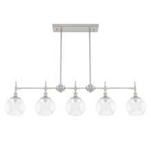  19748 - Hunter Xidane Brushed Nickel with Clear Glass 5 Light Chandelier Ceiling Light Fixture