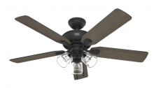  51595 - Hunter 52 inch Rosner Matte Black Ceiling Fan with LED Light Kit and Pull Chain