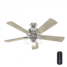  51858 - Hunter 52 inch Crestfield Brushed Nickel Ceiling Fan with LED Light Kit and Handheld Remote