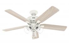  52344 - Hunter 52 inch Rosner Matte White Ceiling Fan with LED Light Kit and Pull Chain