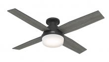  52389 - Hunter 52 inch Dempsey Matte Black Low Profile Ceiling Fan with LED Light Kit and Handheld Remote