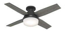  52390 - Hunter 44 inch Dempsey Matte Black Low Profile Ceiling Fan with LED Light Kit and Handheld Remote