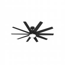  52615 - Hunter 60 inch Overton Matte Black Damp Rated Ceiling Fan with LED Light Kit and Wall Control