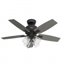  52425 - Hunter 44 inch Gatlinburg Matte Black Ceiling Fan with LED Light Kit and Handheld Remote