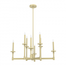  19053 - Hunter Briargrove Modern Brass 8 Light Chandelier Ceiling Light Fixture