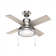  59386 - Hunter 36 inch Loki Polished Nickel Ceiling Fan with LED Light Kit and Pull Chain