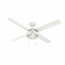  51732 - Hunter 52 inch Spring Mill Fresh White Damp Rated Ceiling Fan with LED Light Kit and Pull Chain