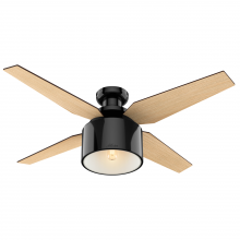  59259 - Hunter 52 inch Cranbrook Gloss Black Low Profile Ceiling Fan with LED Light Kit and Handheld Remote