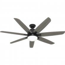  51566 - Hunter 60 inch Wilder Matte Black Ceiling Fan with LED Light Kit and Wall Control