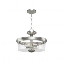  19487 - Hunter River Mill Brushed Nickel and Gray Wood with Seeded Glass 2 Light Flush Mount Ceiling Light F