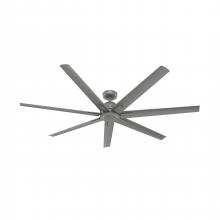  51591 - Hunter 72 inch Downtown Matte Silver Damp Rated Ceiling Fan and Wall Control