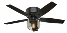  53393 - Hunter 52 inch Bennett Matte Black Low Profile Ceiling Fan with LED Light Kit and Handheld Remote
