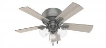  51025 - Hunter 42 inch Crestfield Matte Silver Low Profile Ceiling Fan with LED Light Kit and Pull Chain