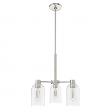  19706 - Hunter Lochemeade Brushed Nickel with Seeded Glass 3 Light Chandelier Ceiling Light Fixture