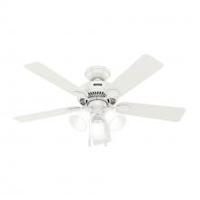  52777 - Hunter 44 inch Swanson Fresh White Ceiling Fan with LED Light Kit and Pull Chain