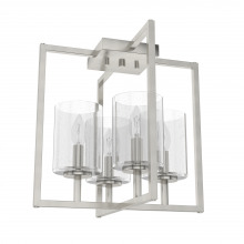 19547 - Hunter Kerrison Brushed Nickel with Seeded Glass 4 Light Flush Mount Ceiling Light Fixture