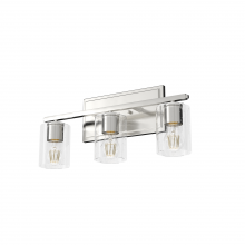  48029 - Hunter Kerrison Brushed Nickel with Seeded Glass 3 Light Bathroom Vanity Wall Light Fixture