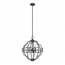  19224 - Hunter Stone Creek Noble Bronze and White Washed Oak 6 Light Pendant Ceiling Light Fixture