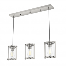  19953 - Hunter Astwood Polished Nickel with Clear Glass 3 Light Pendant Cluster Ceiling Light Fixture