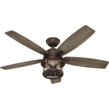  51469 - Hunter 52 inch Coral Bay Weathered Copper Damp Rated Ceiling Fan with LED Light Kit and Handheld Rem