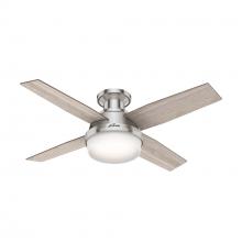  50282 - Hunter 44 inch Dempsey Brushed Nickel Low Profile Ceiling Fan with LED Light Kit and Handheld Remote